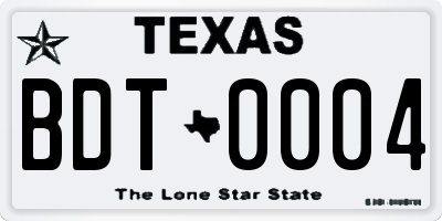 TX license plate BDT0004