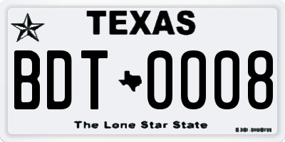 TX license plate BDT0008