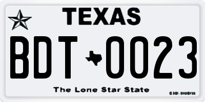 TX license plate BDT0023