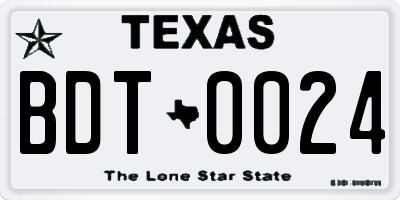 TX license plate BDT0024