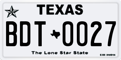 TX license plate BDT0027