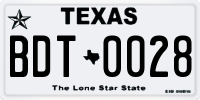 TX license plate BDT0028