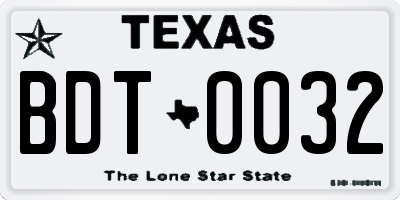 TX license plate BDT0032