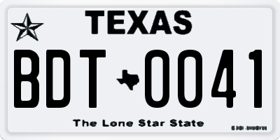TX license plate BDT0041