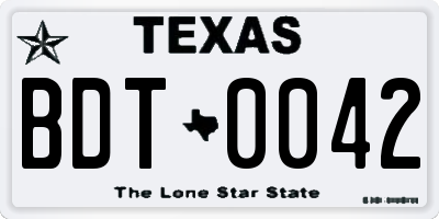 TX license plate BDT0042