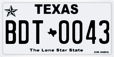 TX license plate BDT0043