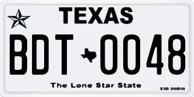 TX license plate BDT0048