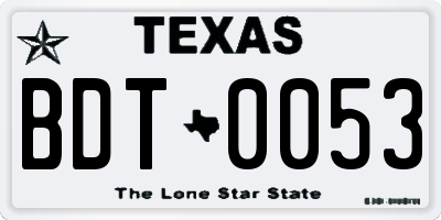 TX license plate BDT0053
