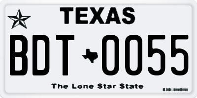 TX license plate BDT0055