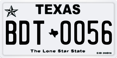TX license plate BDT0056