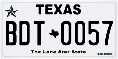 TX license plate BDT0057