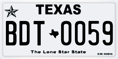 TX license plate BDT0059