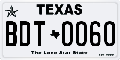 TX license plate BDT0060