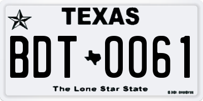 TX license plate BDT0061