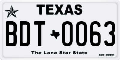 TX license plate BDT0063