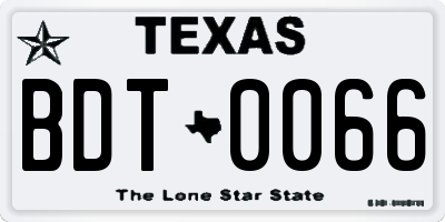 TX license plate BDT0066
