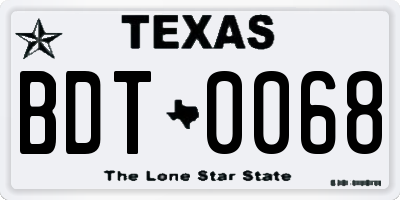 TX license plate BDT0068