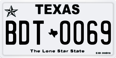 TX license plate BDT0069