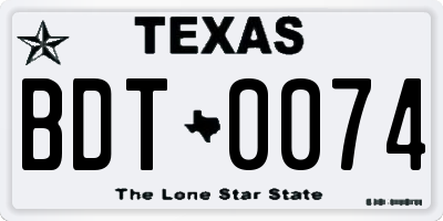 TX license plate BDT0074