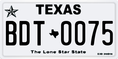TX license plate BDT0075