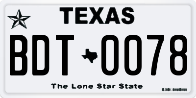 TX license plate BDT0078