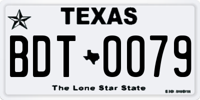 TX license plate BDT0079