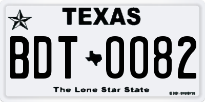 TX license plate BDT0082