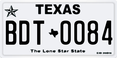TX license plate BDT0084