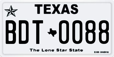 TX license plate BDT0088