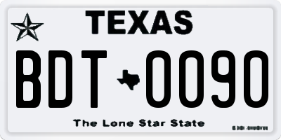 TX license plate BDT0090