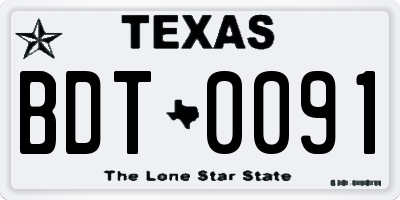 TX license plate BDT0091