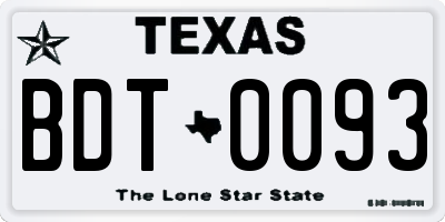 TX license plate BDT0093