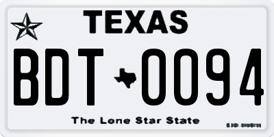 TX license plate BDT0094