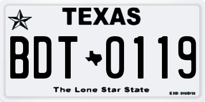 TX license plate BDT0119