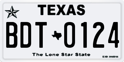 TX license plate BDT0124