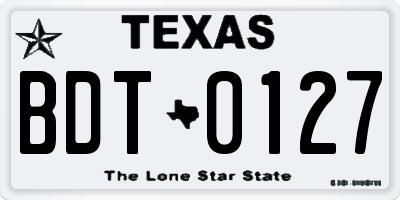 TX license plate BDT0127