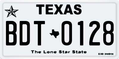 TX license plate BDT0128