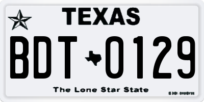 TX license plate BDT0129