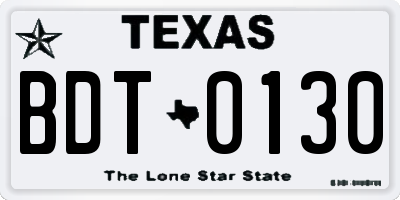 TX license plate BDT0130