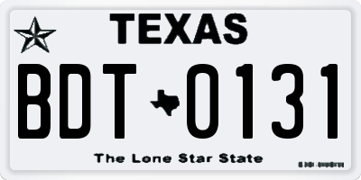 TX license plate BDT0131