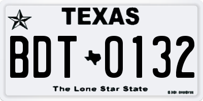 TX license plate BDT0132