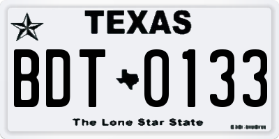 TX license plate BDT0133