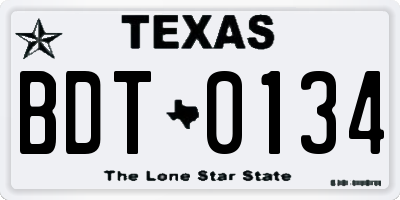 TX license plate BDT0134
