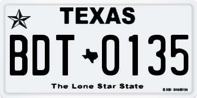 TX license plate BDT0135
