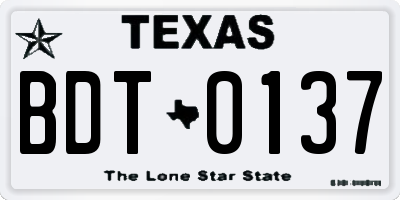 TX license plate BDT0137