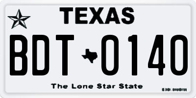 TX license plate BDT0140