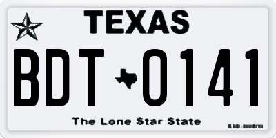 TX license plate BDT0141