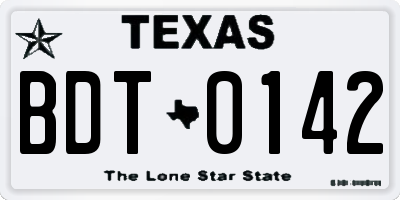 TX license plate BDT0142
