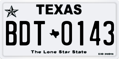 TX license plate BDT0143