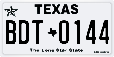 TX license plate BDT0144